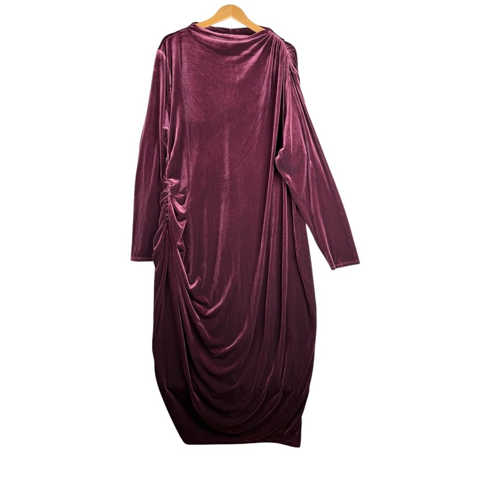 New Ashley Graham Goddess Gather Velour Long Sleeve Bodycon Dress size 4X Purple